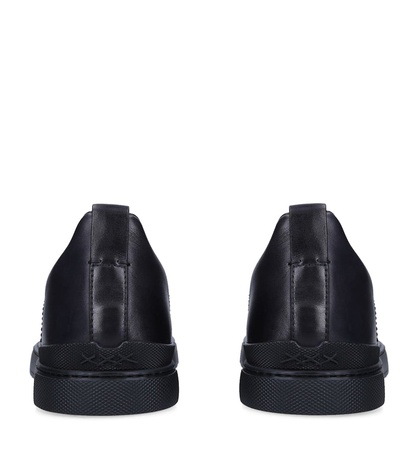 Zegna tenis bajos Triple Stitch negro total cocodrilo