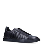 Zegna tenis bajos Triple Stitch negro total cocodrilo