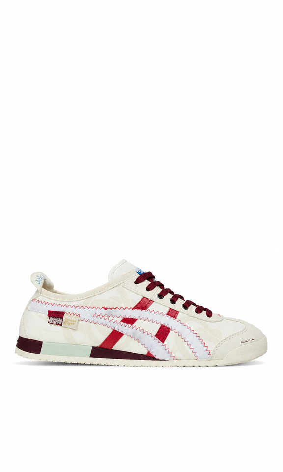 Onitsuka Tiger Mexico 66, caracterizados por sus franjas laterales en color rojo y bordes pespunteados