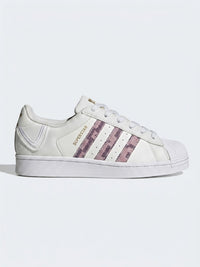 Superstar blanco con franjas a cuadros rosas