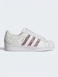 Superstar blanco con franjas a cuadros rosas