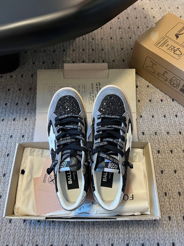Golden Goose tenis Ball Star glitter negro