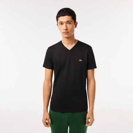 N3720 Playera de cuello en V en Suéter de algodón Pima para hombre cuello V