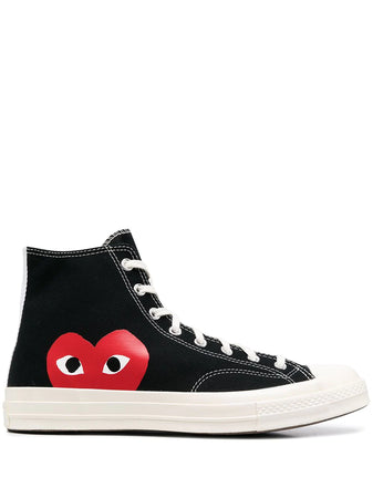 N373O Converse tenis altos de Comme Des Garçons Play x ConverseNegro corazones