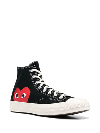 N373O Converse tenis altos de Comme Des Garçons Play x ConverseNegro corazones