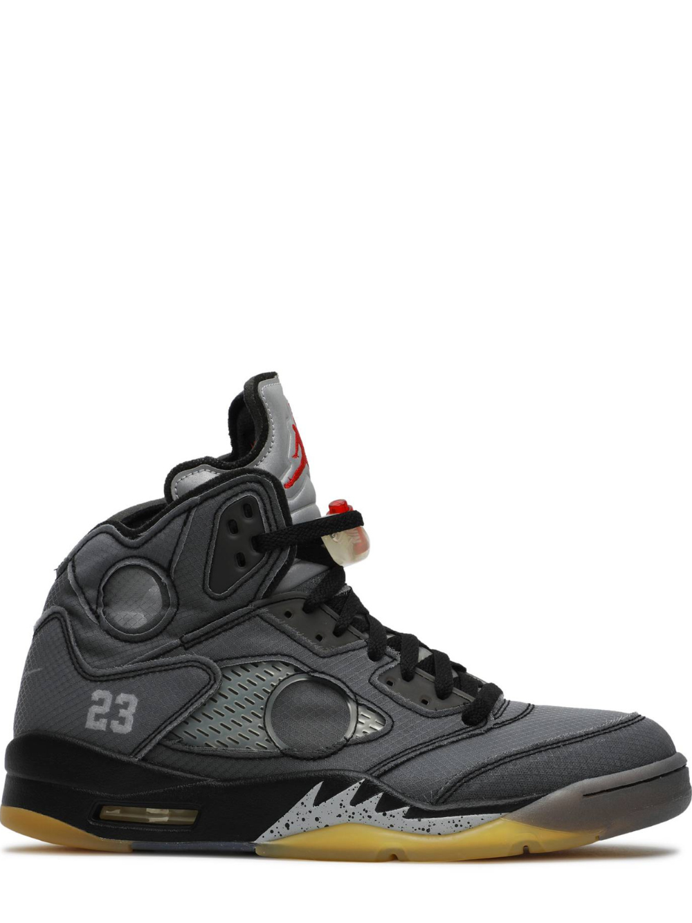 Jordan 5 negro con top morado