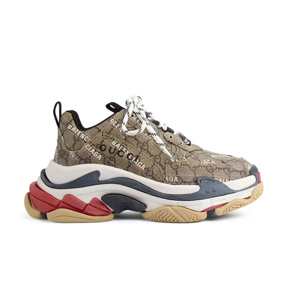 N372O BALENCIAGA Gucci x Balenciaga The Hacker Project Triple S Beige (W)
