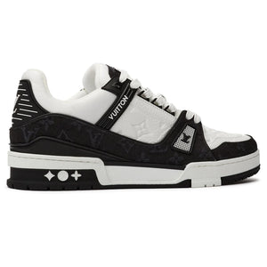 N372O LOUIS VUITTON LV MONOGRAM BLACK DENIM SNEAKER TRAINER Negro blanco