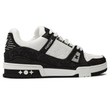 N372O LOUIS VUITTON LV MONOGRAM BLACK DENIM SNEAKER TRAINER Negro blanco