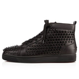 N372O Christian Louboutin's Louis Spikes Sneakers - Calf leather and spikes - Black ADD TO WISHLIST - LOUIS SPIKES - SNEAKERS - CALF LEATHER AND SPIKES - BLACK
