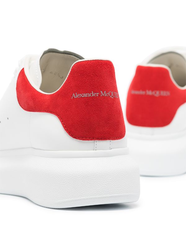 N370O Alexander McQueen tenis bajos Oversized Blanco Rojo