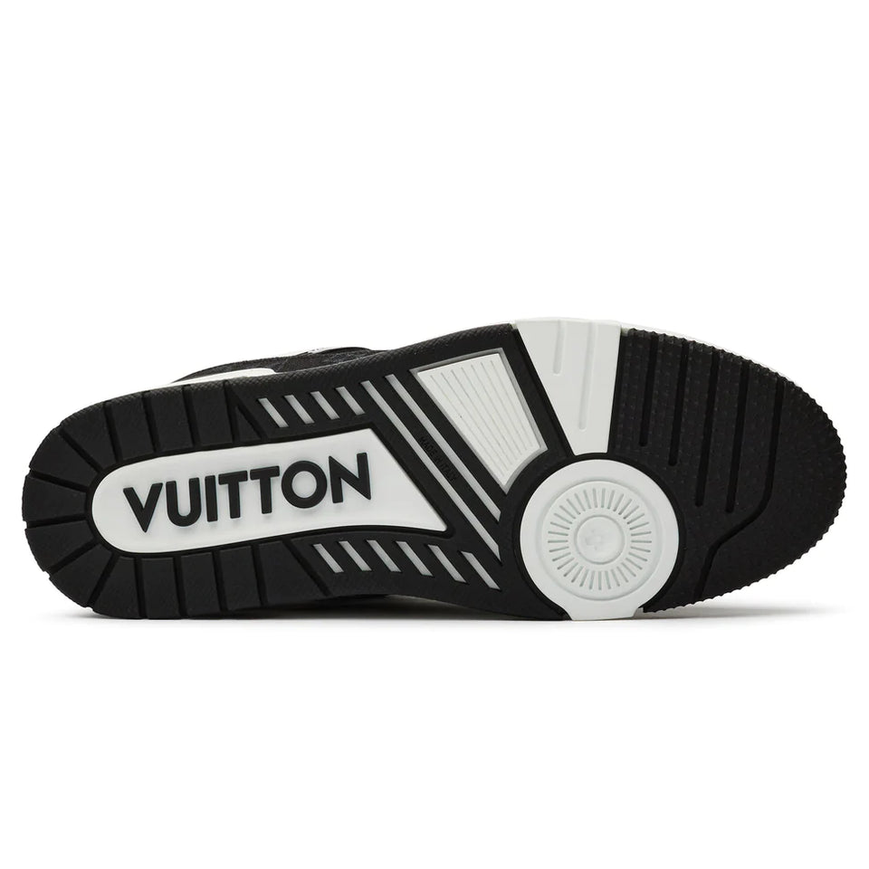 N372O LOUIS VUITTON LV MONOGRAM BLACK DENIM SNEAKER TRAINER Negro blanco