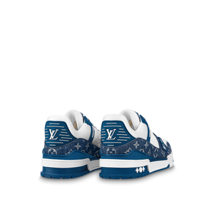 N370O Louis Vuitton LV Trainer Monogram Denim White Blue