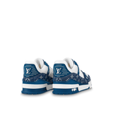 N370O Louis Vuitton LV Trainer Monogram Denim White Blue