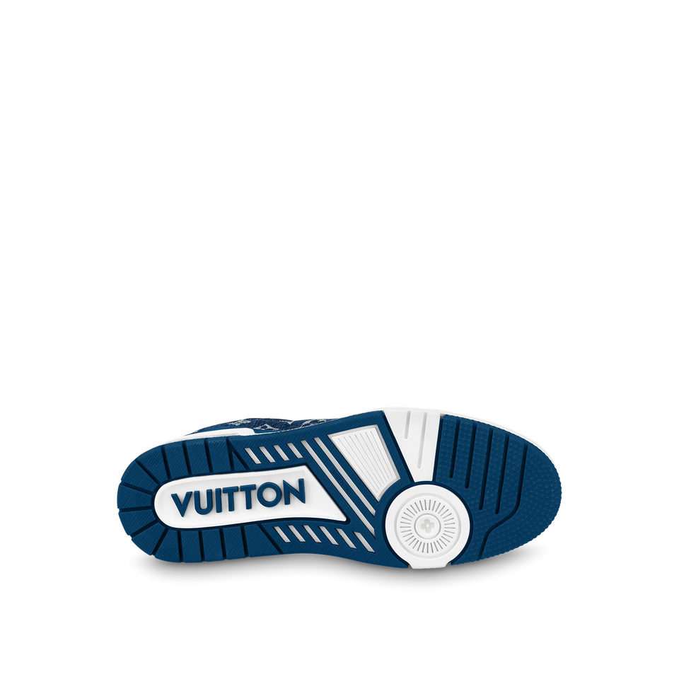 N370O Louis Vuitton LV Trainer Monogram Denim White Blue