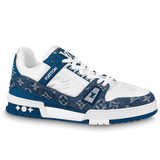 N370O Louis Vuitton LV Trainer Monogram Denim White Blue